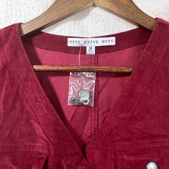 Cotton Corduroy Burgundy Sleeveless Snap up Jumper Dress in Size M - Picture 4 of 4